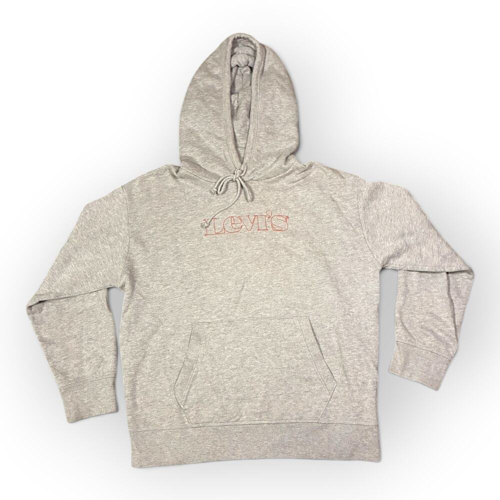 Levi's preloved Heather Grey Hoodie Sweatshirt Red Logo Size Small